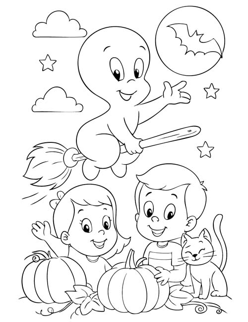 coloring page of Casper the Friendly Ghost