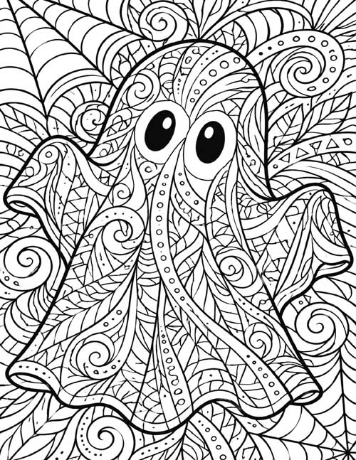 Zentangle coloring page of a ghost