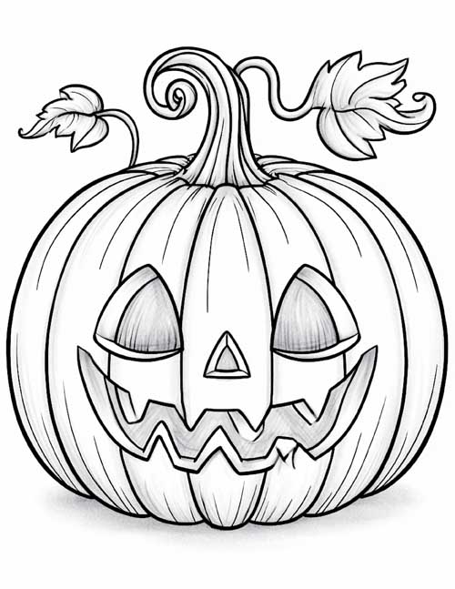 bold lines Halloween coloring page of a jack-o-lantern