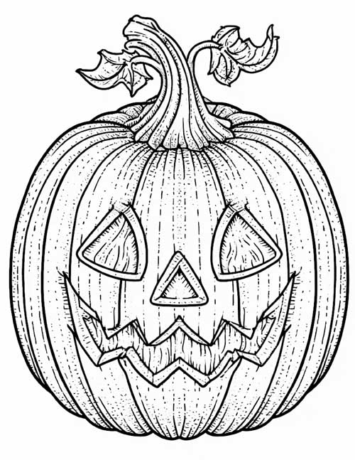 ink sketch Halloween coloring page of a jack-o-lantern