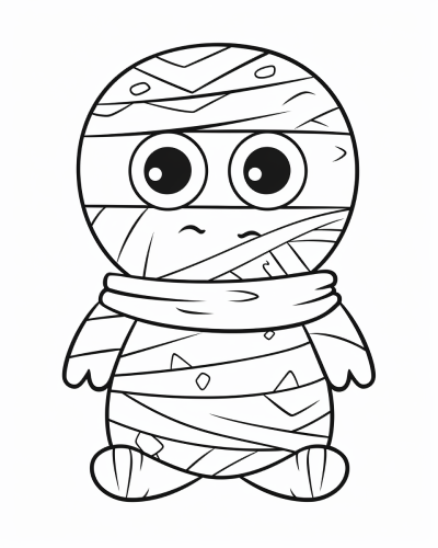 preschool coloring page of a mummy