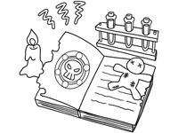 Wee Witch and the Potion Problems coloring page