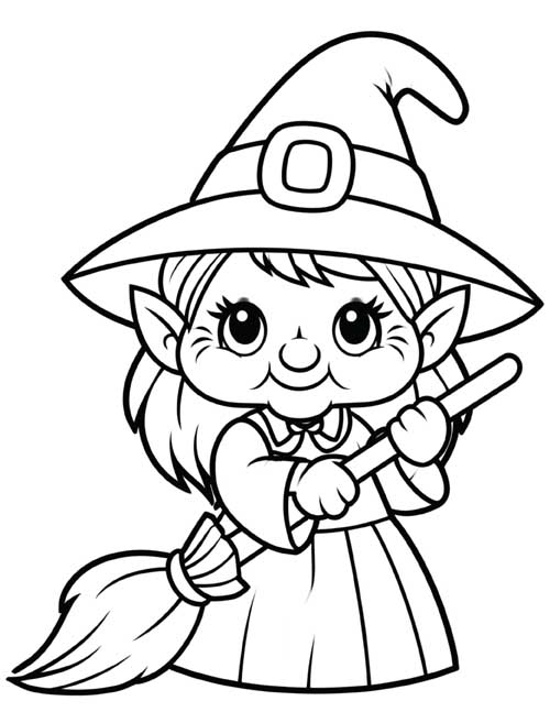 Preschool coloring page of a crone