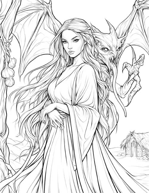 Coloring page of an aswang, the Filipino shapeshifter
