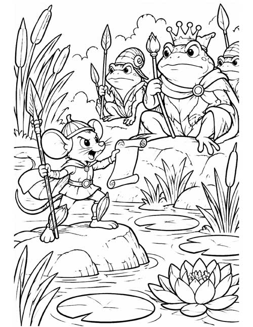 classic coloring page of the house herald delivering the challenge