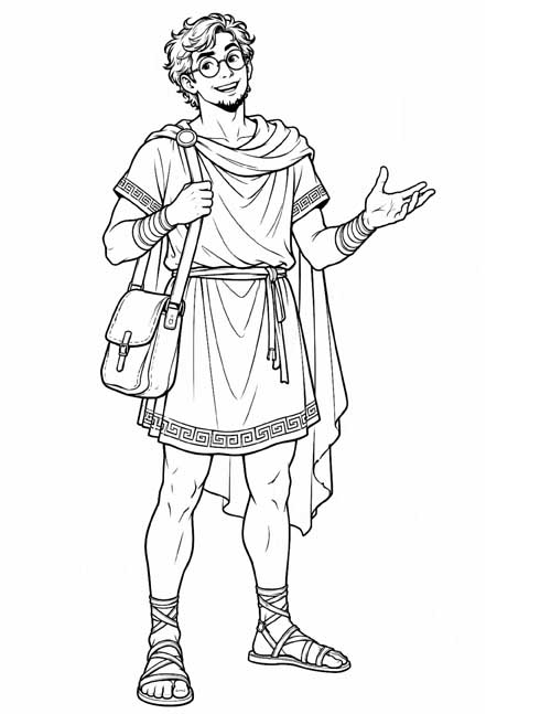 black and white sketch drawing of Polites