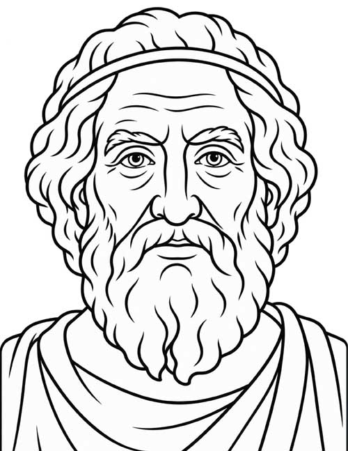 realistic coloring page of a Homer head shot