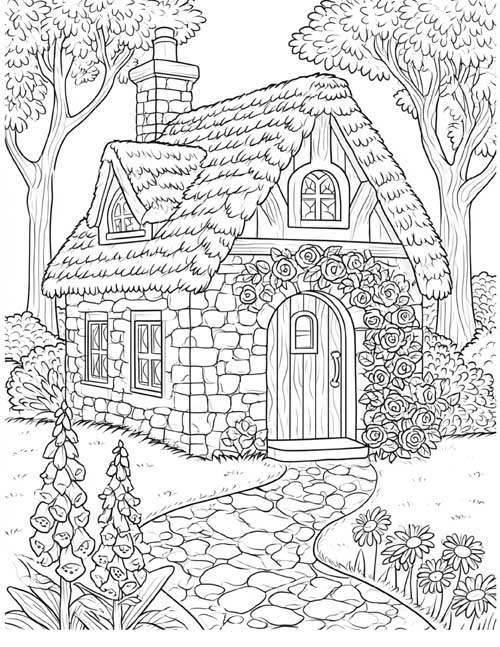 cute coloring page of grandmother's house