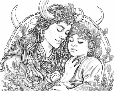 Baldur and Frigg coloring page