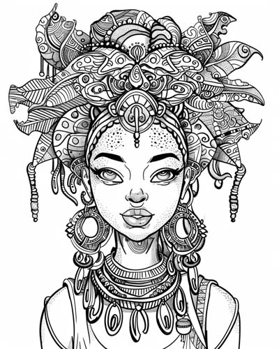coloring page of Mawu from West African mythology