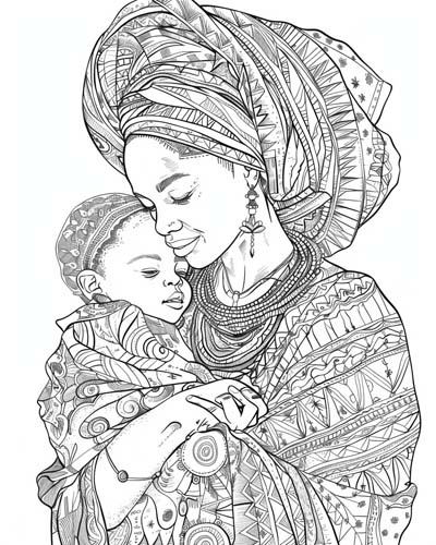 coloring page of Mawu from West African mythology