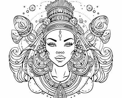 coloring page of Mawu from West African mythology