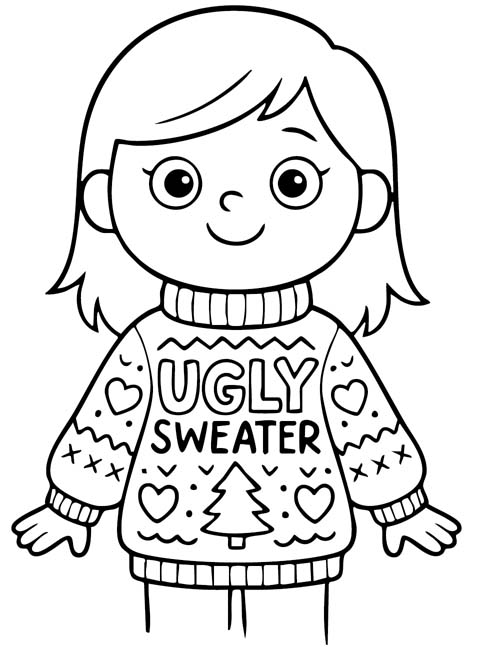 an ugly sweater coloring page