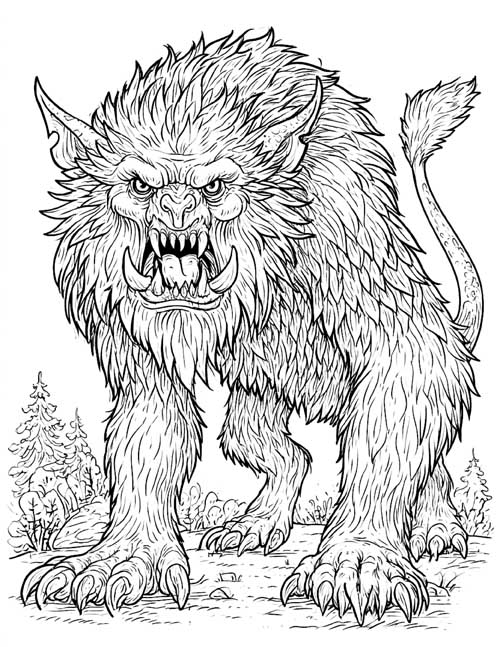 Beowulf story coloring page - Grendel
