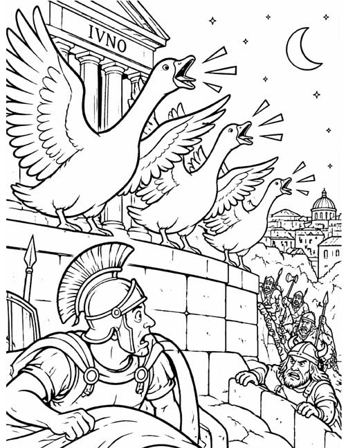 classic coloring page of geese honking a warning