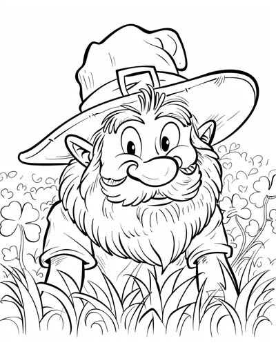 coloring page of a leprechaun