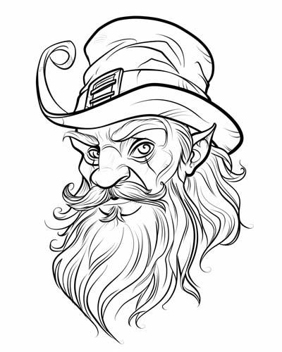 coloring page of a leprechaun magic
