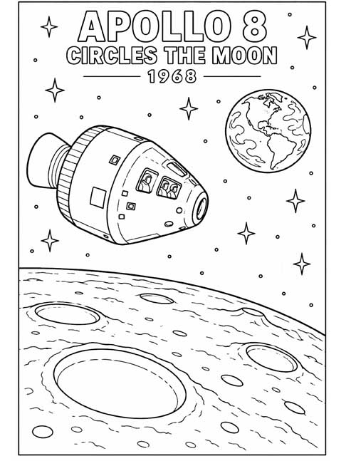coloring page of the Apollo 8 spacecraft