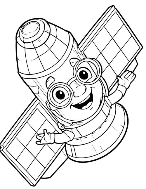 coloring page of the Hubble Space Telescole