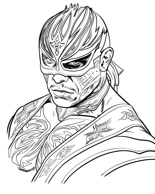 coloring page of Rey Mysterio
