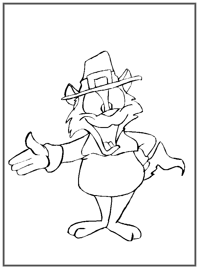coloring page of a Thanksgiving pilgrim
