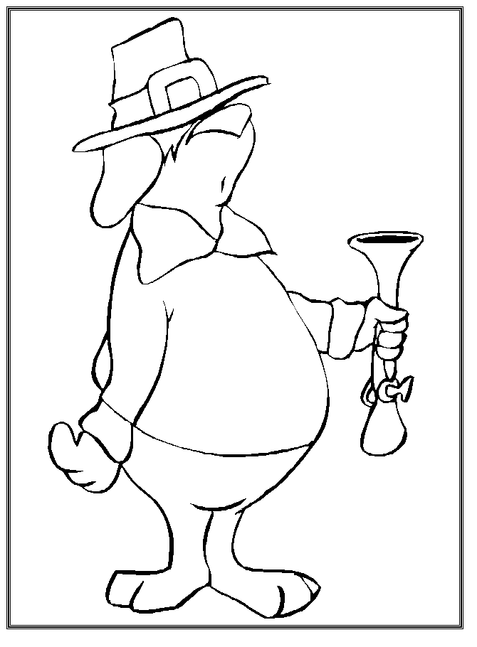 coloring page of a Thanksgiving pilgrim
