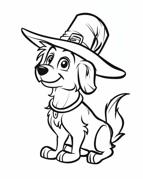 coloring page of a pilgrim dog