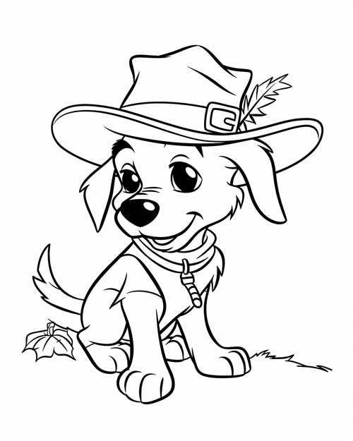coloring page of a pilgrim dog