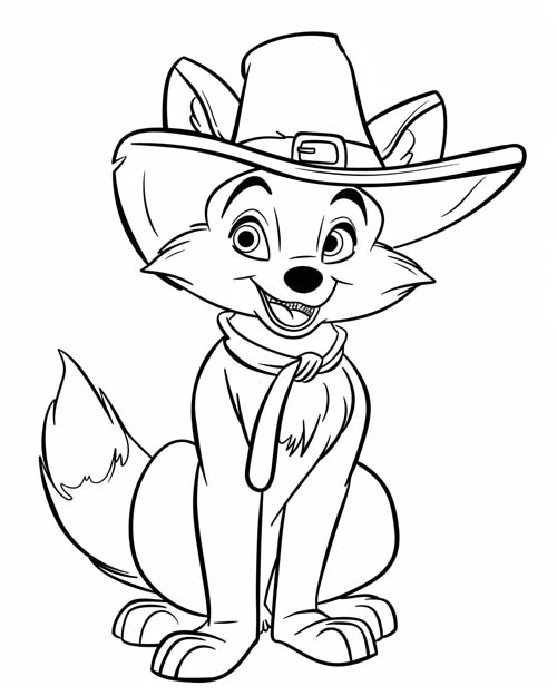 coloring page of a pilgrim fox