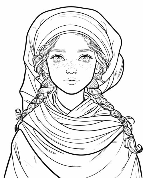 coloring page of a pilgrim