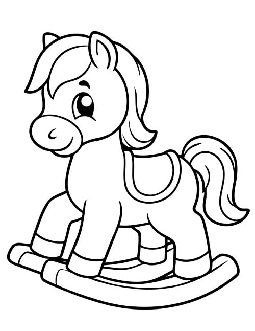 coloring page of a cute rocking horse