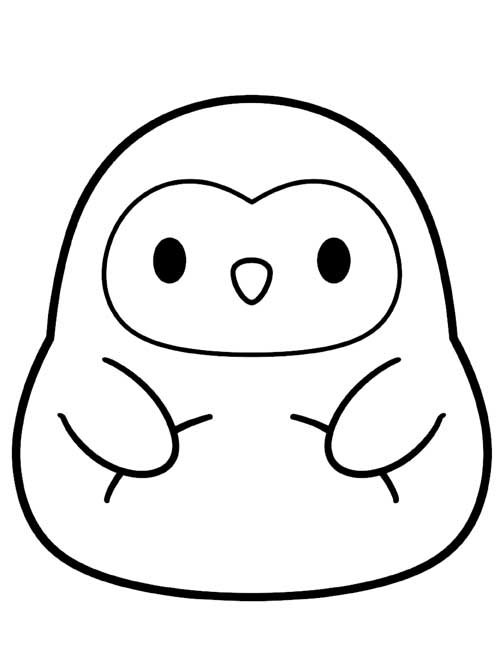 coloring page of a squishy penguin plush