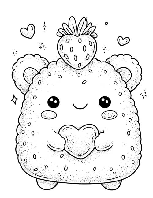 coloring page of a squishy plush