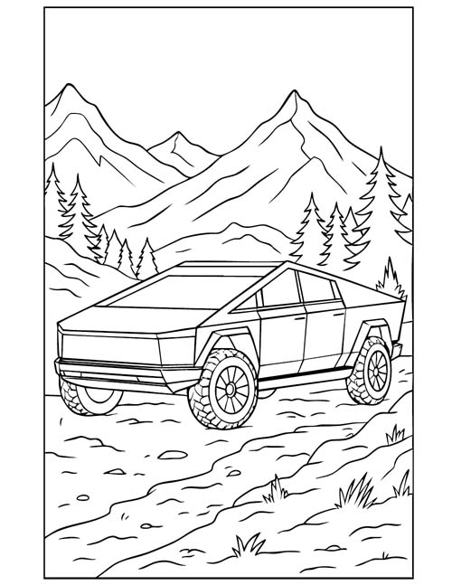 Tesla Cybertruck coloring page