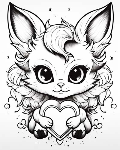 Valentine's Day heart animal coloring page