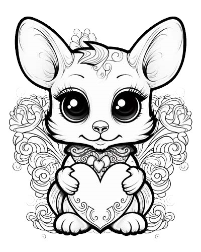 Valentine's Day heart mouse coloring page