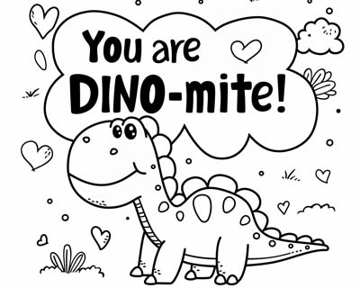 You are DINO-mite Word Art coloring page