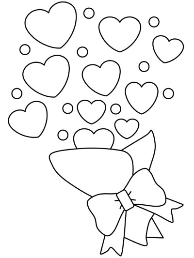 heart bouquet coloring page